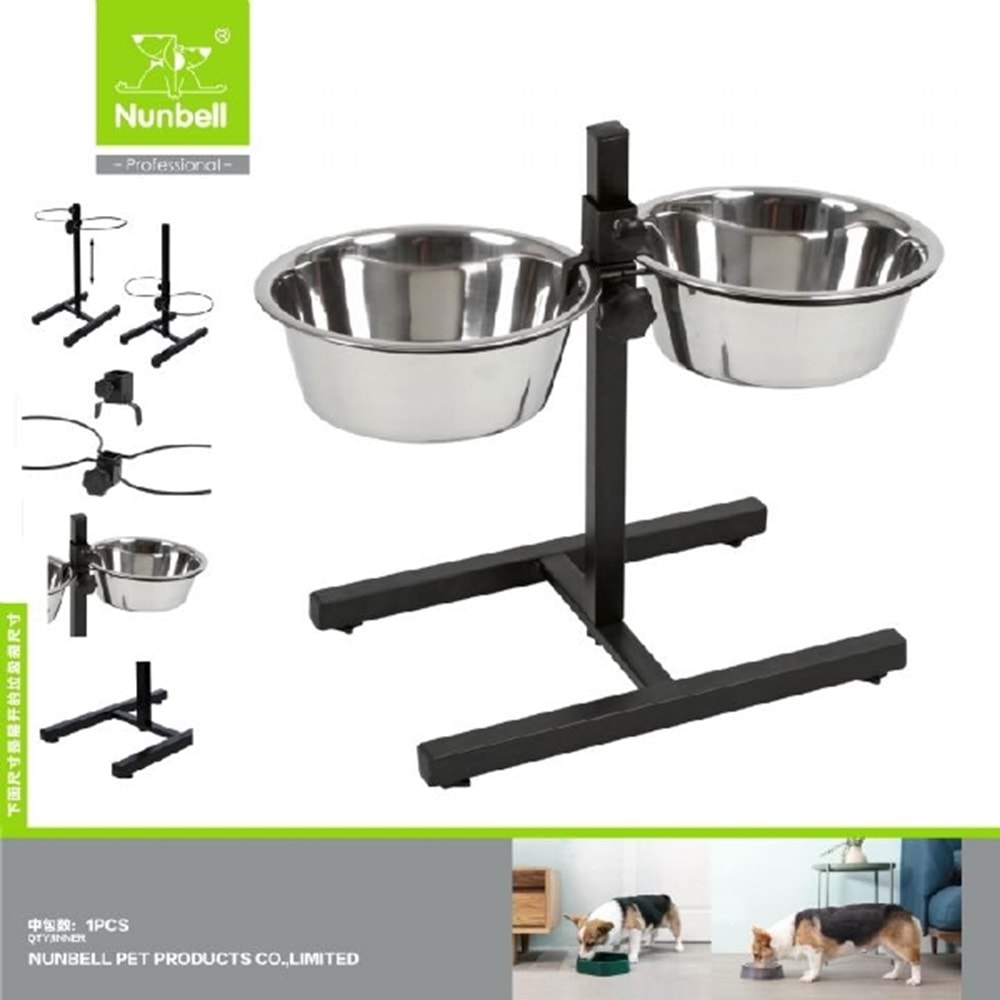 Nunbell İkili Çelik Mama Kabı 20Cm