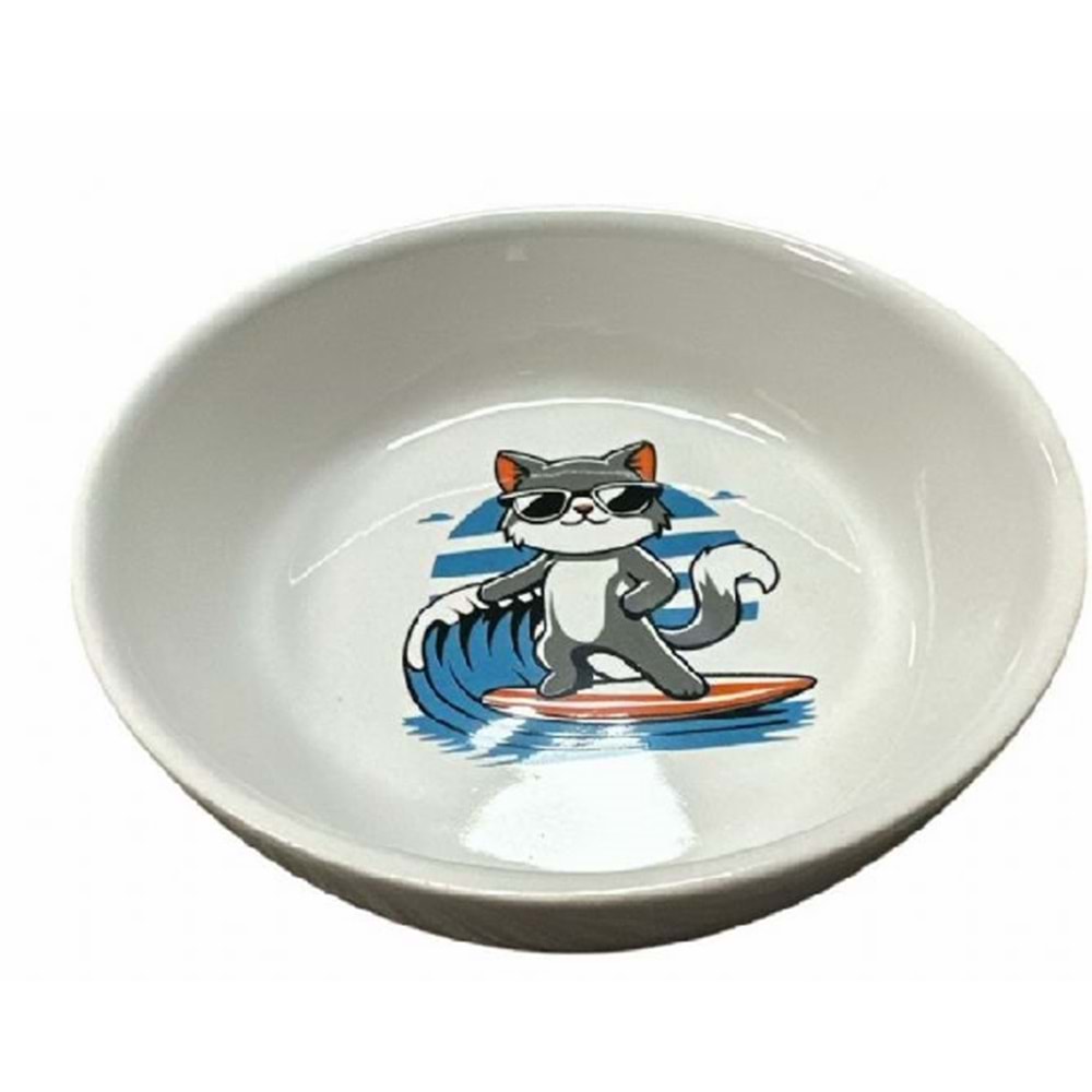 Seramik Mama Kabı Surf Kedi 250Ml