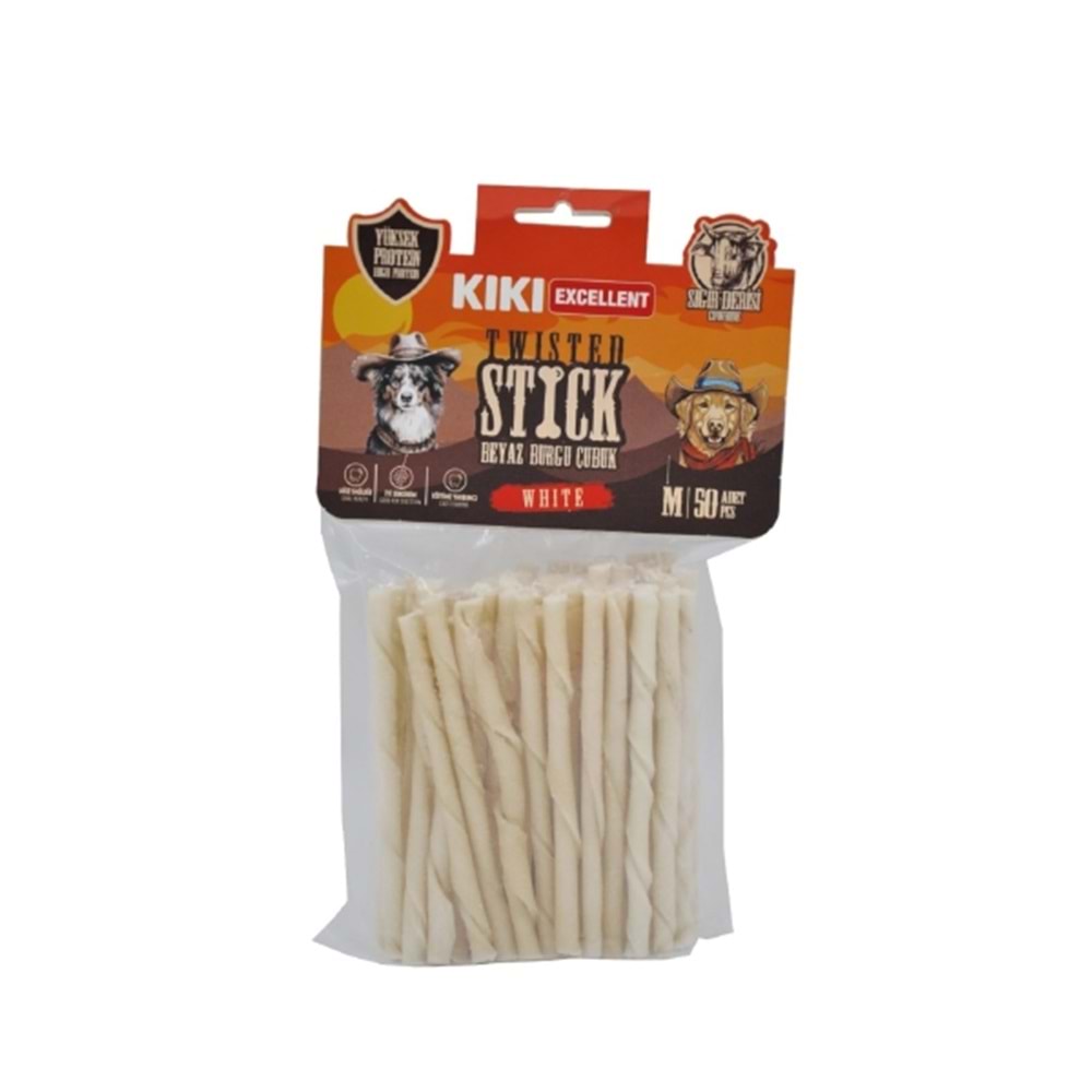Kiki Excellent Beyaz Burgu Kemik Sığır Derisinden 50Li Paket