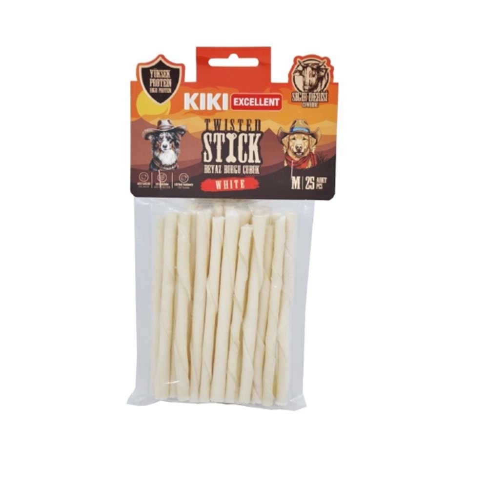 Kiki Excellent Beyaz Burgu Kemik Sığır Derisinden 25Li Paket
