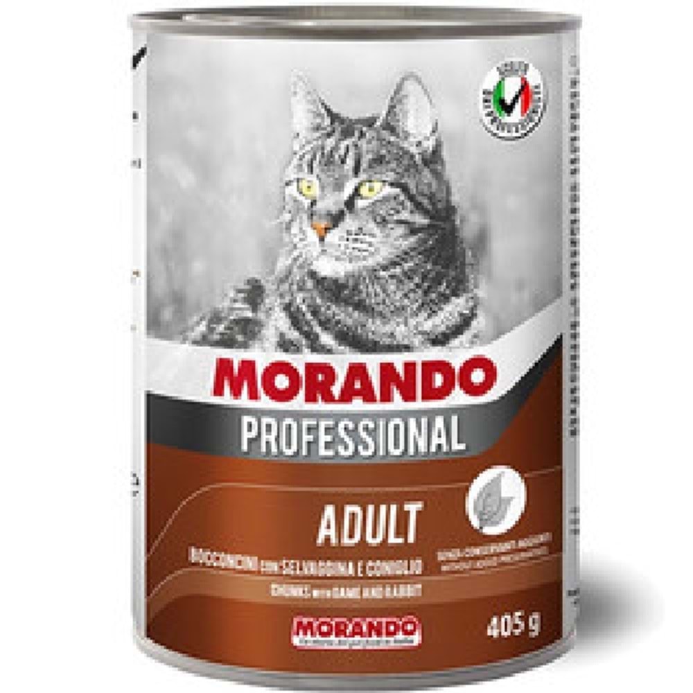 Morando Av Hayvan & Tavşan Parçacıklı Kedi Konservesi 405 Gr