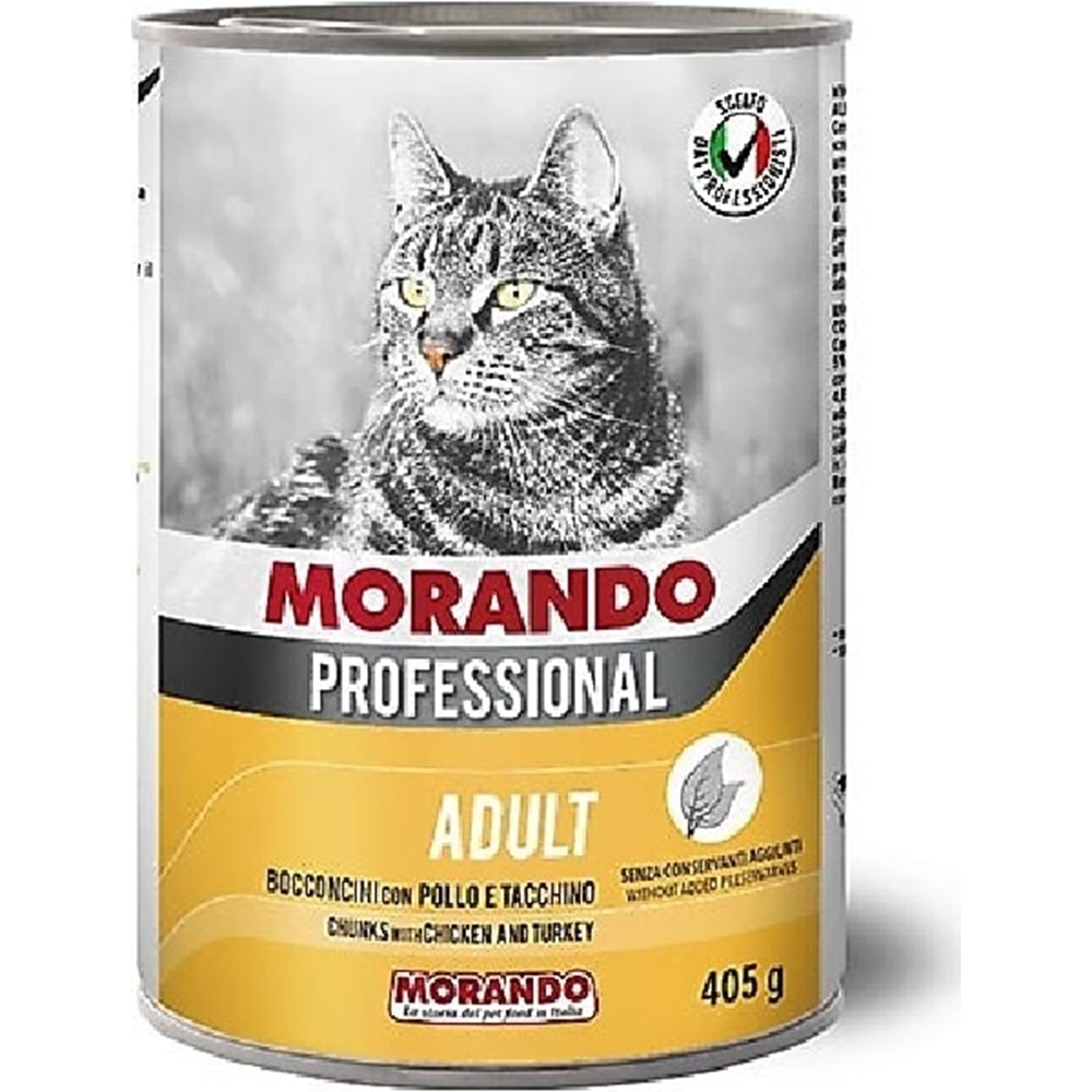Morando Tavuk & Hindi Parçacıklı Kedi Konservesi 405 Gr