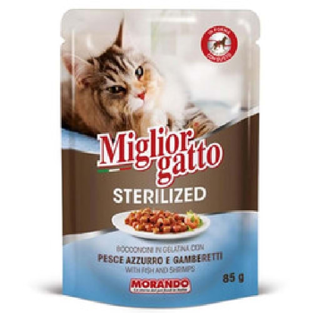 Miglior Gatto Kuzu Etli & Sebzeli Sterilized Yaş Kedi Maması 85 Gr