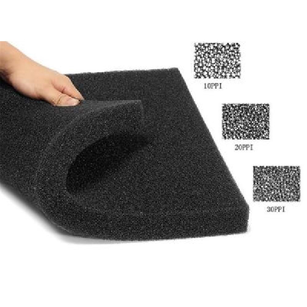 Akvaryum Filtre Süngeri Kalın Gözenekli Siyah 10 PPI 50x25x5 cm
