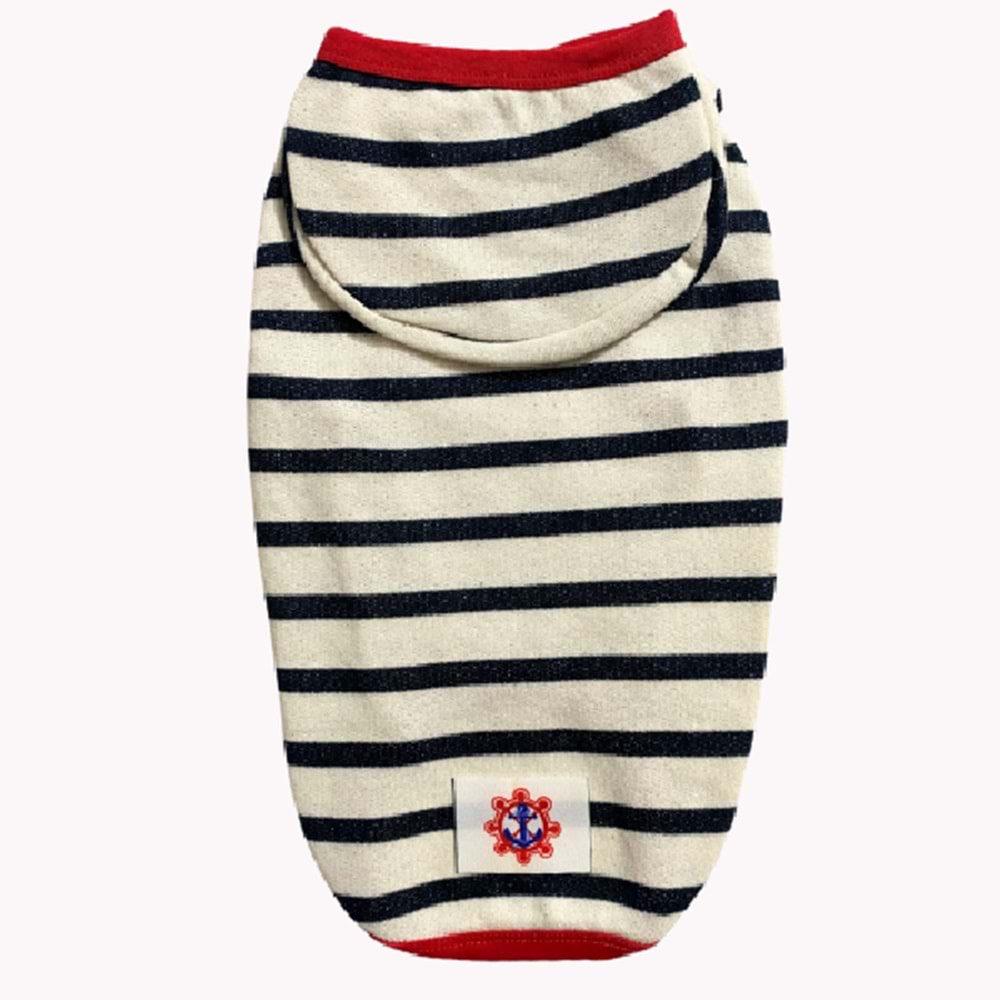 Marine Kapşonlu Çizgili Kolsuz Tişört M