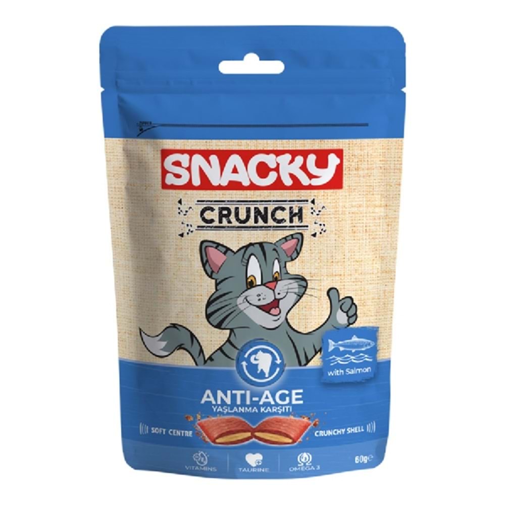Snacky Crunch Ödül Kedi Antı-Age Somonlu (Yaşlamma Karşıtı)