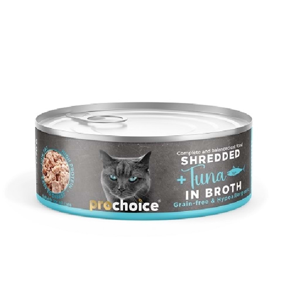 Prochoice Shredded, Tahılsız, Hipoalerjenik, Tiftiklenmiş Tuna Balıklı Yaş Kedi Maması 70 gr
