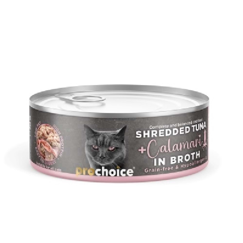 Prochoice Tahılsız, Hipoalerjenik, Tiftiklenmiş Tuna Balıklı & Kalamarlı Yaş Kedi Maması 70 gr