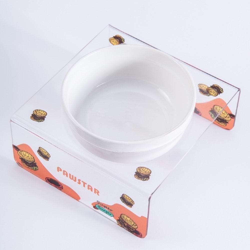 Super Burger-Tekli Seramik-Pleksi Mama Ve Su Kabı