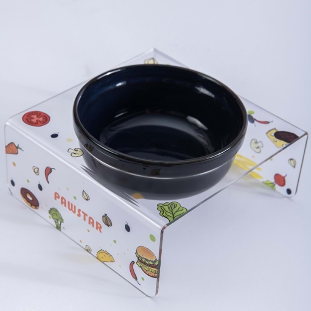 Pizza & Vege-Tekli Seramik-Pleksi Mama Ve Su Kabı