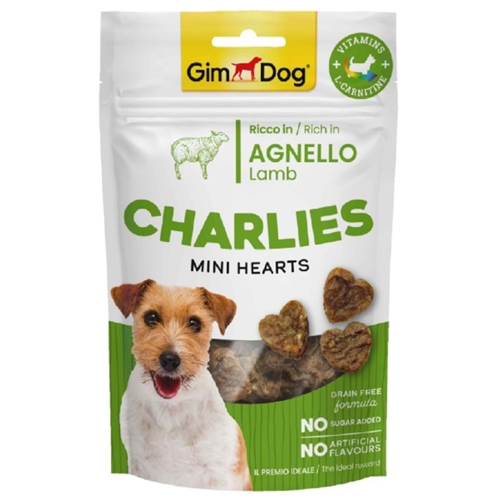 Gimdog Köpek Ödül Charlies Mini Hearts Kuzu 70 Gr