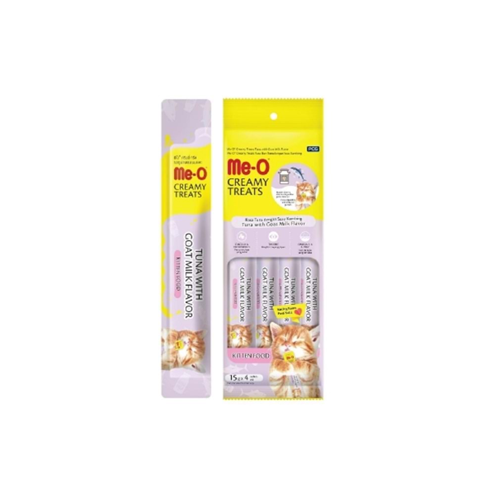 Me-O Creamy Yavru Kedi Ton Balıklı- Keçi Sütlü Ödül 4X15 Gr