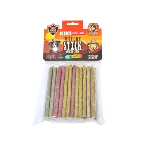 Kiki Excellent Sığır Derisinden Munchy Çubuk İnce Renkli 50Li Paket