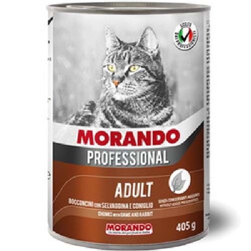 Morando Av Hayvan & Tavşan Parçacıklı Kedi Konservesi 405 Gr