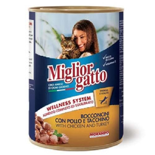 Miglior Gatto Tavuk & Hindi Parçacıklı Kedi Konservesi 405 Gr