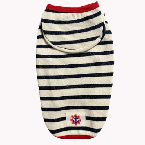 Marine Kapşonlu Çizgili Kolsuz Tişört S