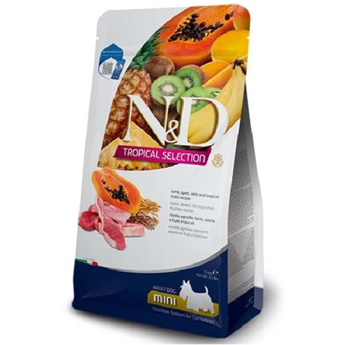 ND Tropical Selection Kuzu Etli ve Tropikal Meyveli Mini Irk Yetişkin Köpek Maması 1,5kg